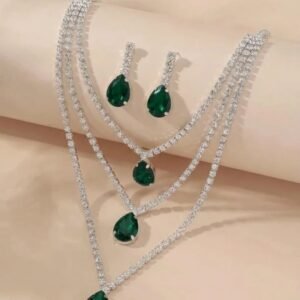 alloy silver green , silver jewelry set 