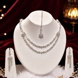 luxury silver floral necklace set ✨ elegant bridal jewelry wedding jewelry