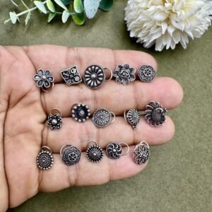 oxidized nose ring set 125 pc indian boho navratri pierced spring nosepins
