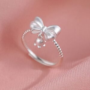 ponykiss 925 sterling silver minimalist bowknot flower pendant rings for women cute adjustable fine